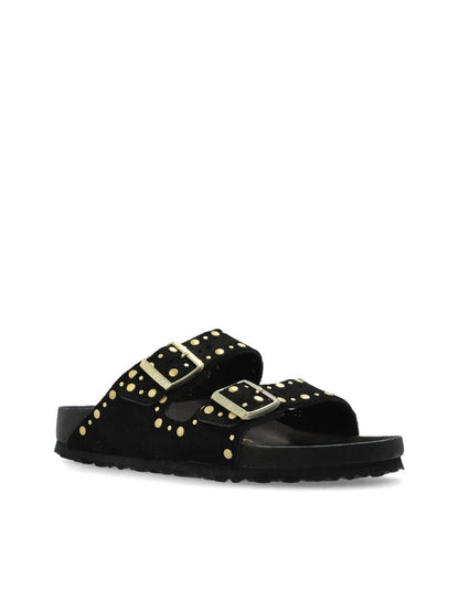 Birkenstock „Florida“ schwarze Lederpantoffeln