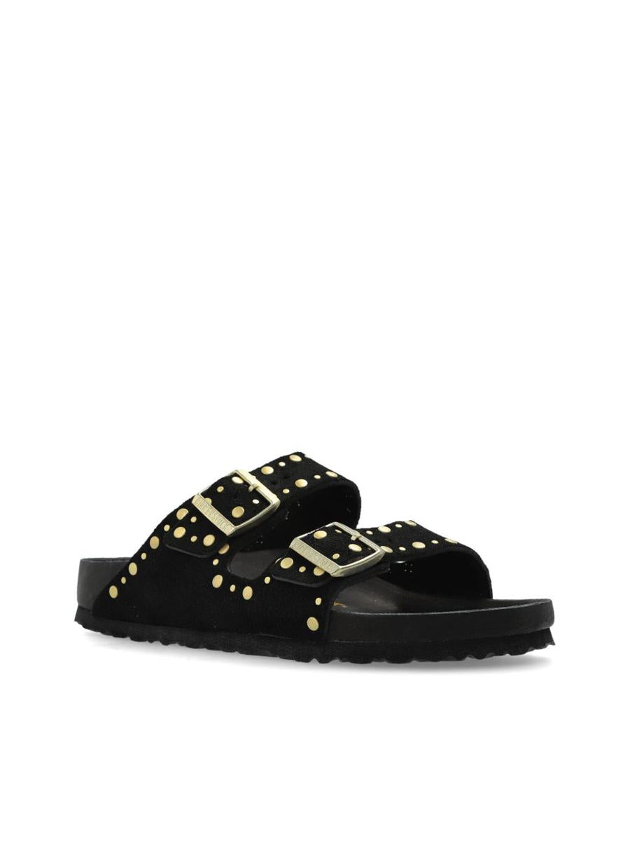 Birkenstock „Florida“ schwarze Lederpantoffeln