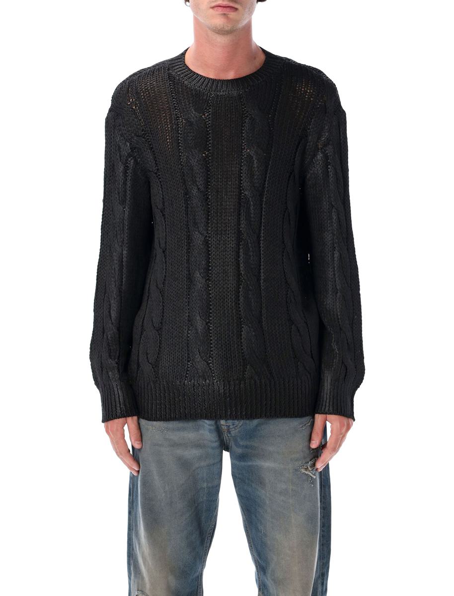 Diesel K-Michiu glänzender Zopfmusterpullover