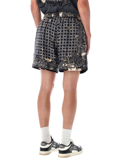Amiri – Gebleichte Seidenshorts mit Bandana-Print