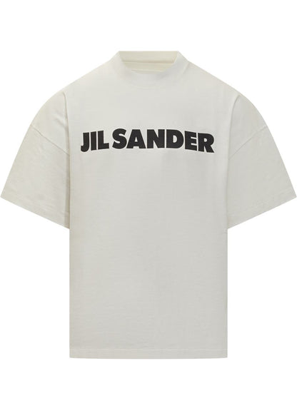 Jil Sander – Weißes Jil Sander-T-Shirt mit schwarzem Logo
