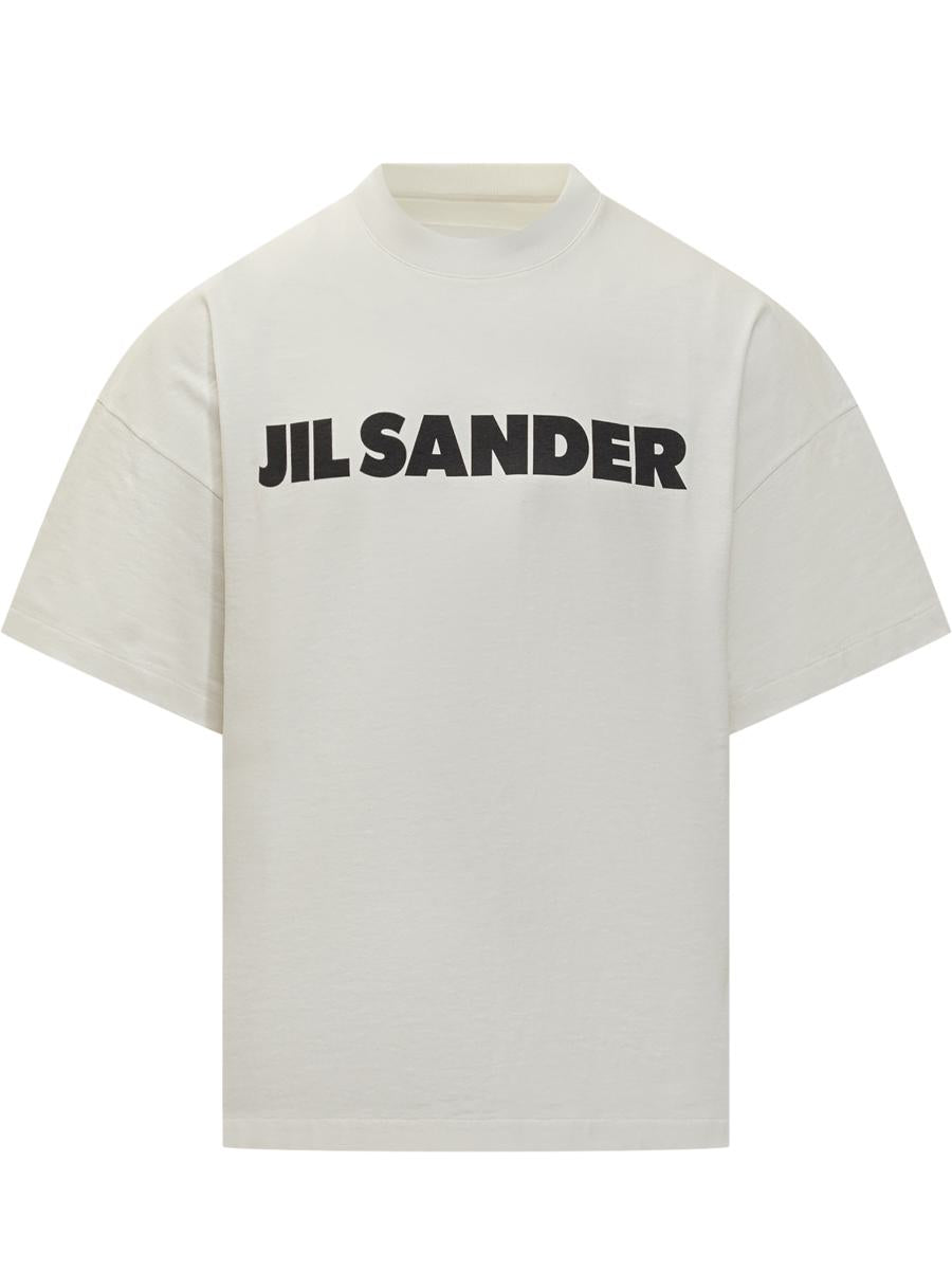Jil Sander – Weißes Jil Sander-T-Shirt mit schwarzem Logo