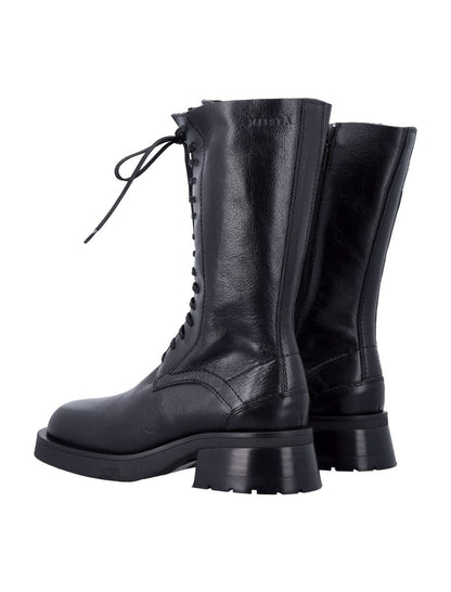 Miista Vel Schnürstiefel aus Leder Schwarz