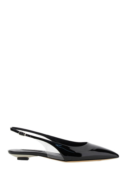 'Miniblade Tiffany' Schwarze Slingback-Ballerinas aus Lackleder für Damen