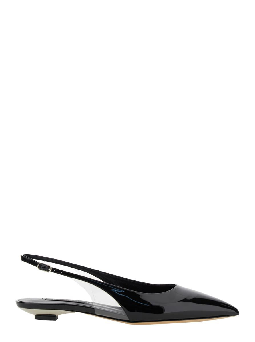 'Miniblade Tiffany' Schwarze Slingback-Ballerinas aus Lackleder für Damen