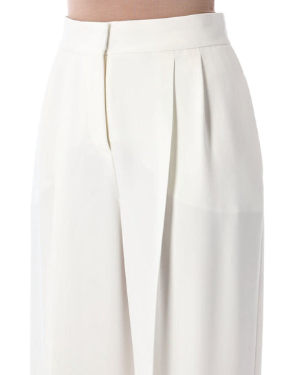 Alberta Ferretti – Weiße Bundfaltenhose mit weitem Bein