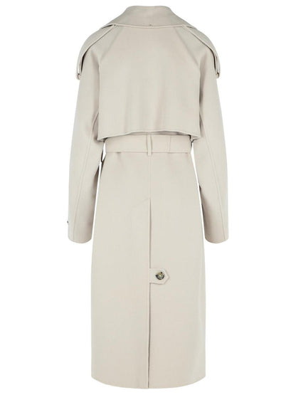 Sportmax – Mantel „Fiore“ aus beiger Schurwolle
