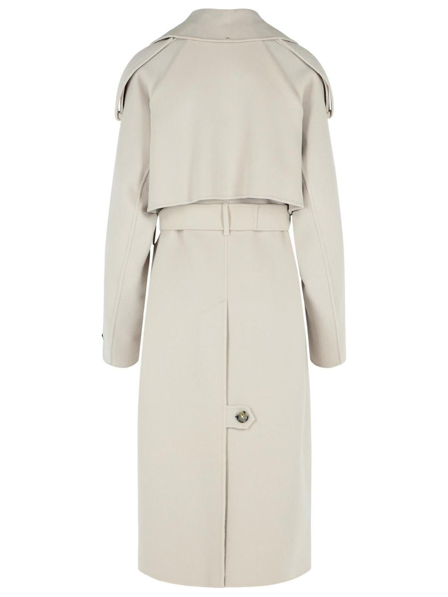 Sportmax – Mantel „Fiore“ aus beiger Schurwolle