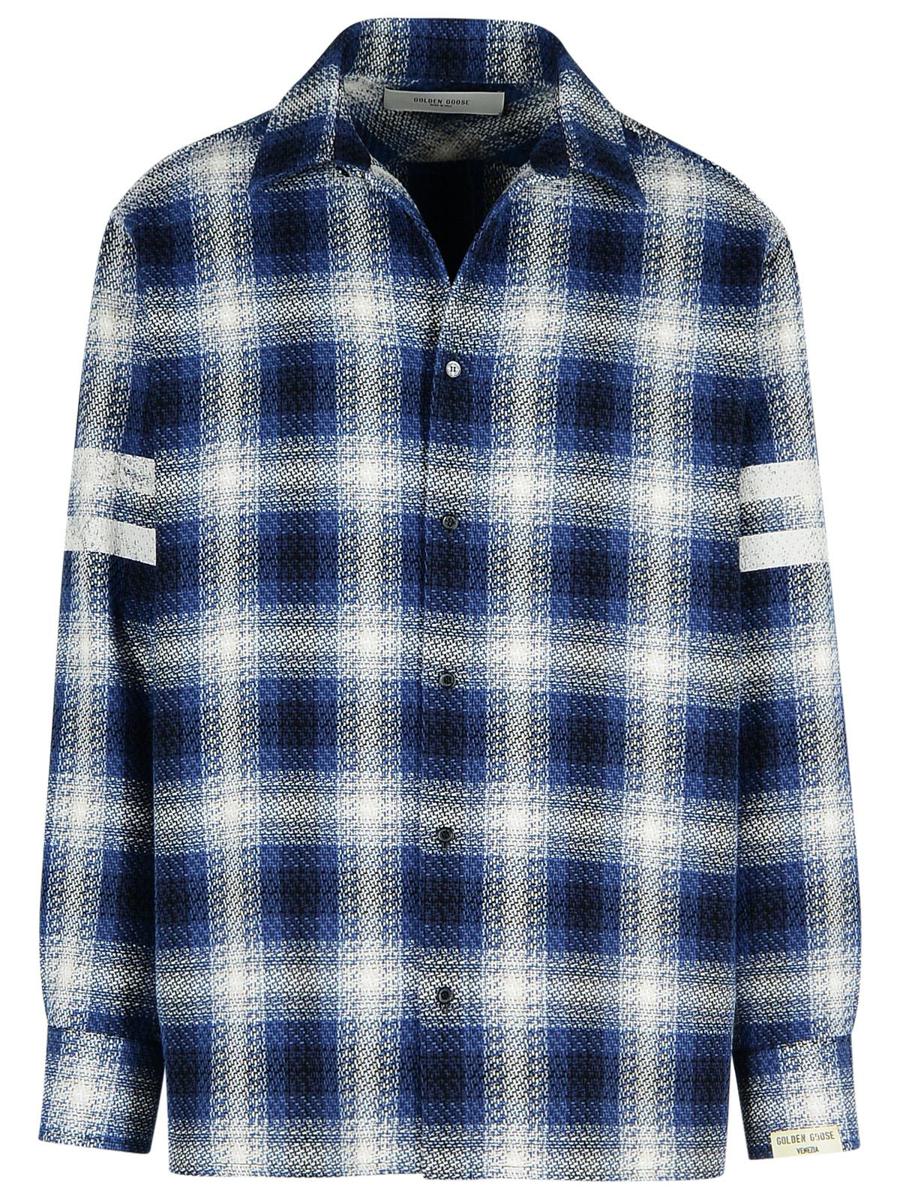 Golden Goose „Check Nolowen“ blaues Baumwollhemd