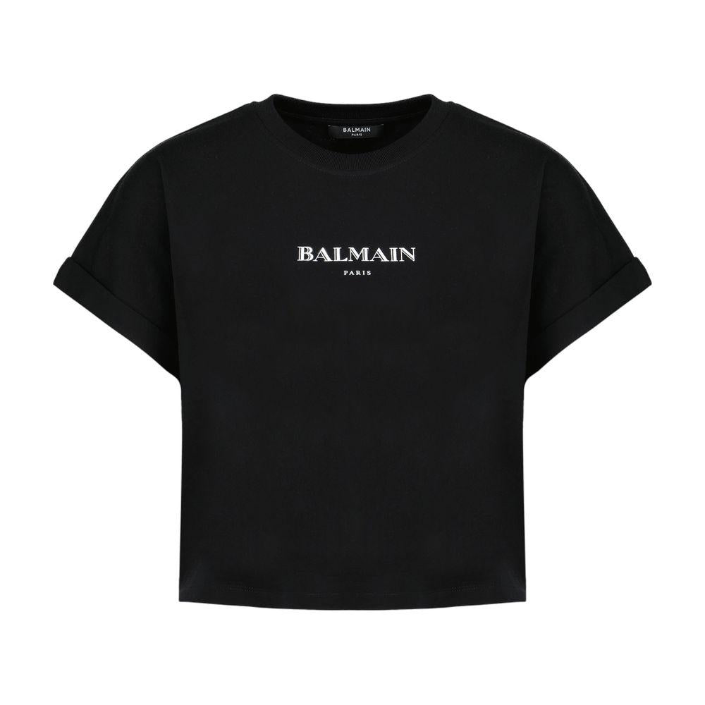 Kurzes T-Shirt mit Balmain-Vintage-Print