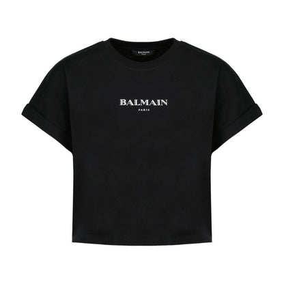 Kurzes T-Shirt mit Balmain-Vintage-Print