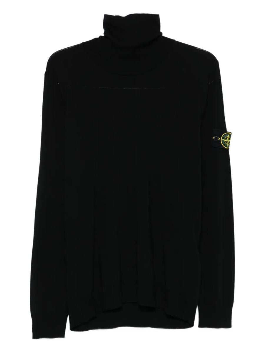 Stone Island Gerippter Rollkragenpullover Aus Wolle Kleidung