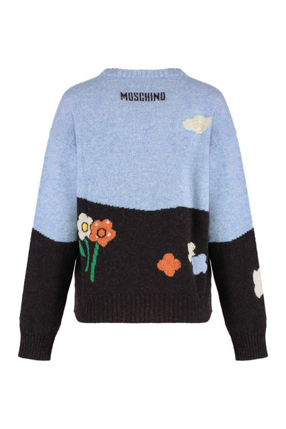 Moschino Pullover aus Schurwolle mit Rundhalsausschnitt