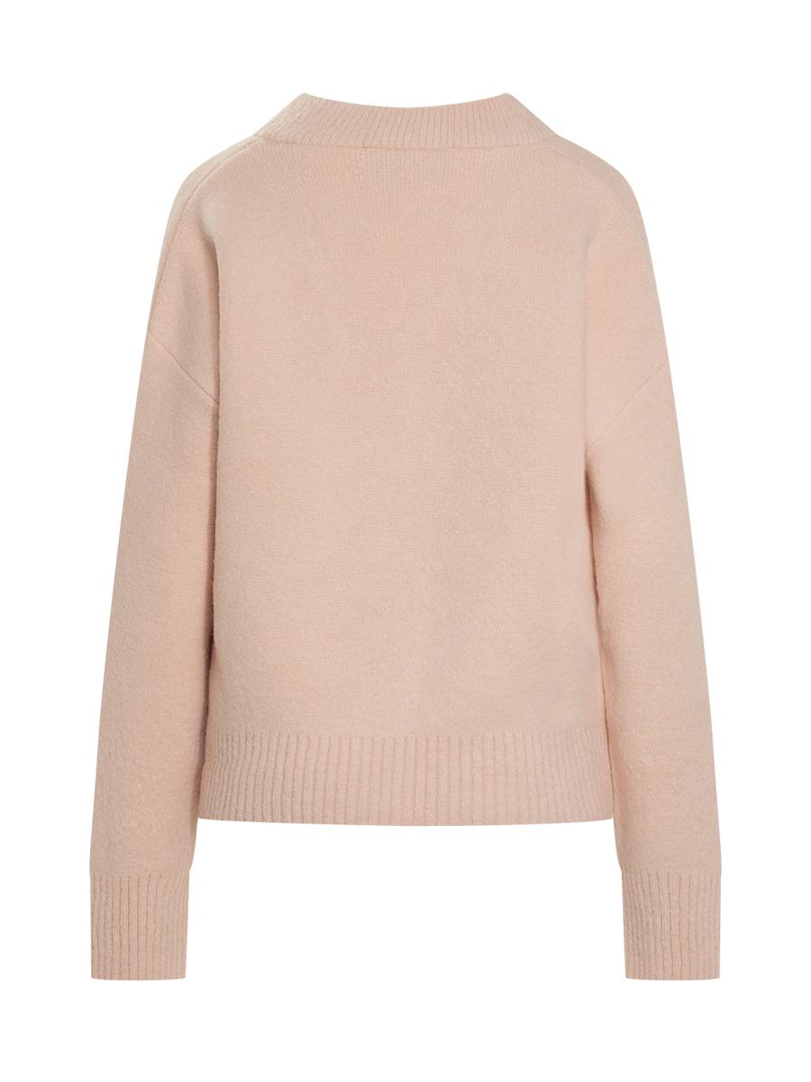 AMI Paris – Rosa Strickjacke mit kontrastierendem Logo von Ami Paris