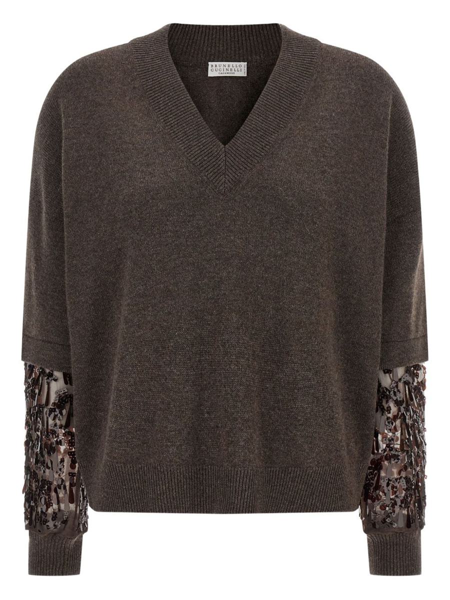 Brunello Cucinelli Kaschmirpullover mit V-Ausschnitt