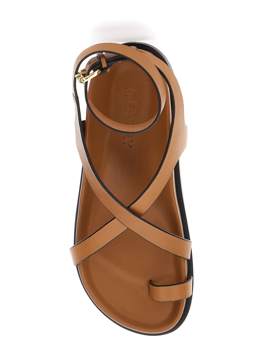 Braune Sandalen „Jalen Slim“ mit gekreuzten Riemen und Schnallenverschluss aus Leder für Damen