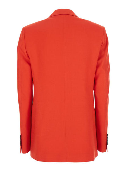 Rote Jacke mit klassischem Revers und Brusttasche aus Viskosemischung für Damen