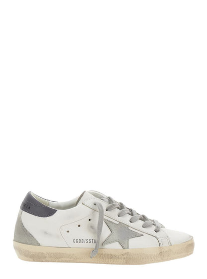 Weiße Low-Top-Sneakers mit Stern-Patch aus Vintage-Leder für Damen