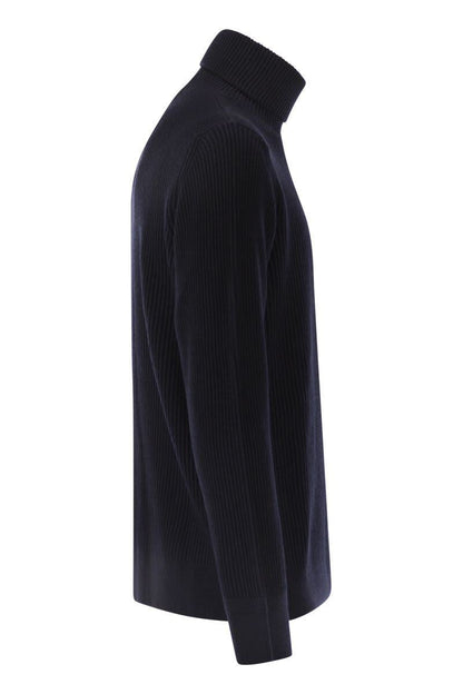 Stone Island – Fein gerippter Rollkragenpullover