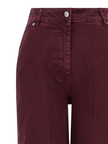 Hautfarbene Jeans mit weitem Bein