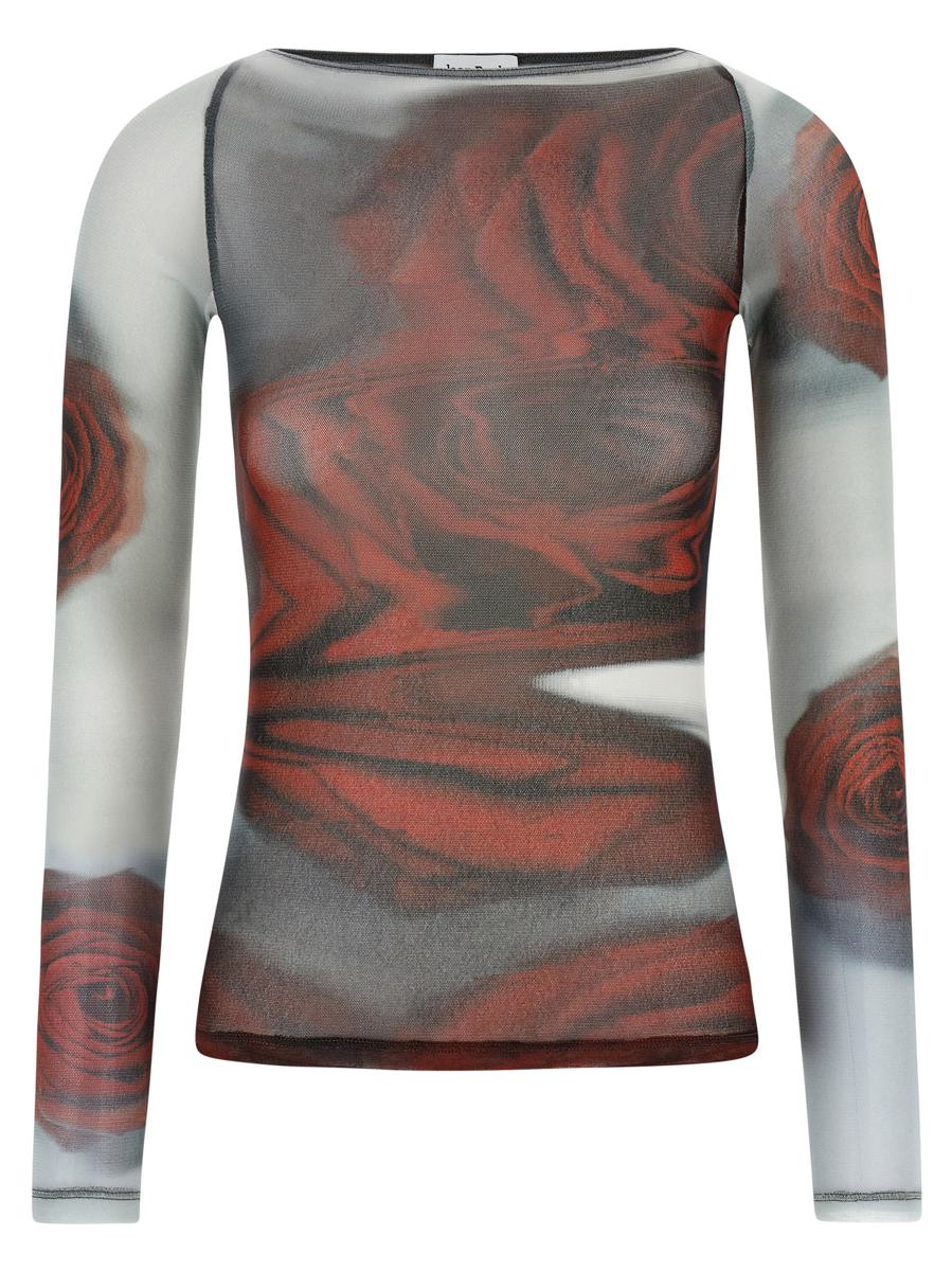 Jean Paul Gaultier „The Red Blurry Roses“-Top