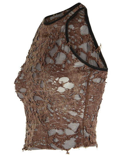 Diesel – Tanktop aus Baumwollmischung in Braun