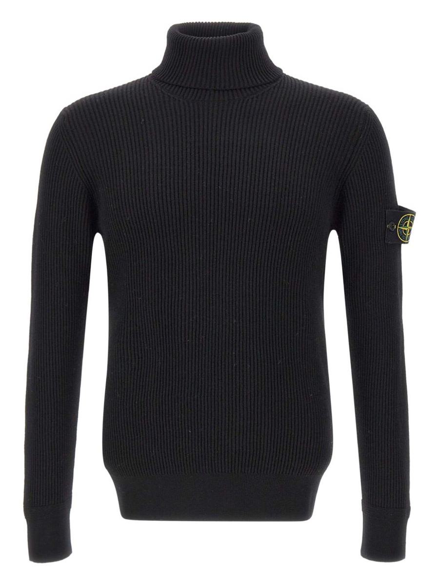 Stone Island – Rollkragenpullover mit Logo-Aufnäher