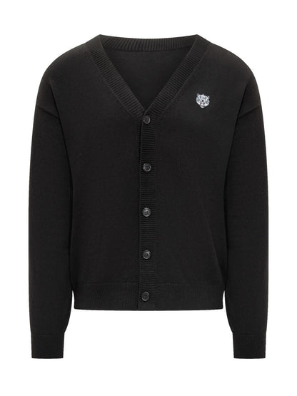 Kenzo Kenzo Herren Schwarze Strickjacke mit Tiger-Logo