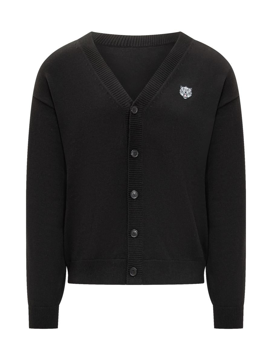 Kenzo Kenzo Herren Schwarze Strickjacke mit Tiger-Logo