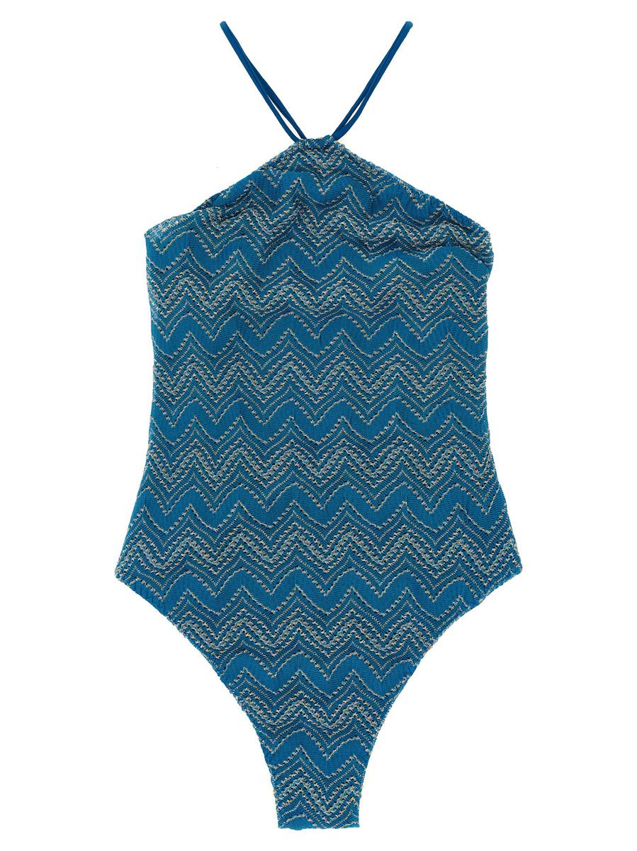 Missoni Zig Zag Lamé Einteiliger Badeanzug