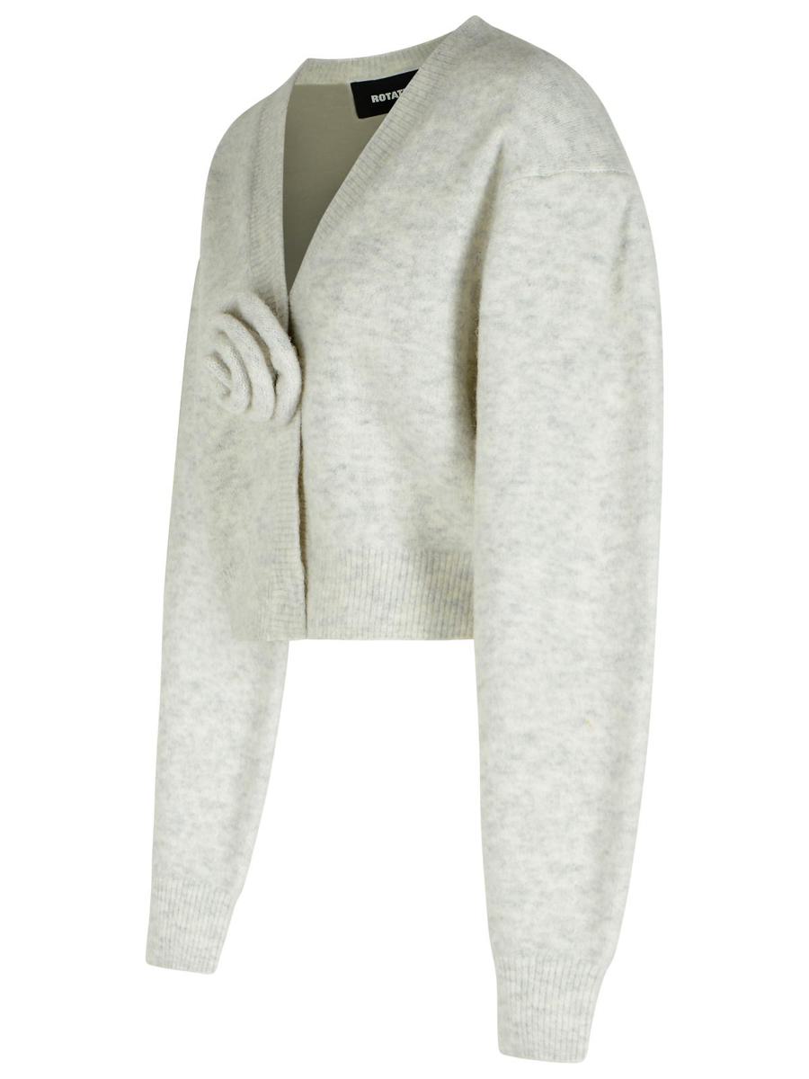 Rotate Birger Christensen – Hellgraue Strickjacke aus Alpaka-Mischgewebe