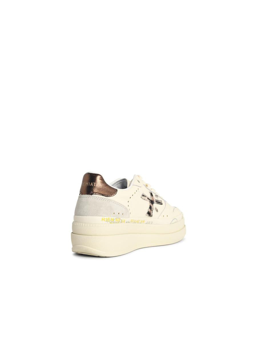 Premiata „Micol“ – Elfenbeinfarbene Sneakers aus Ledermischung