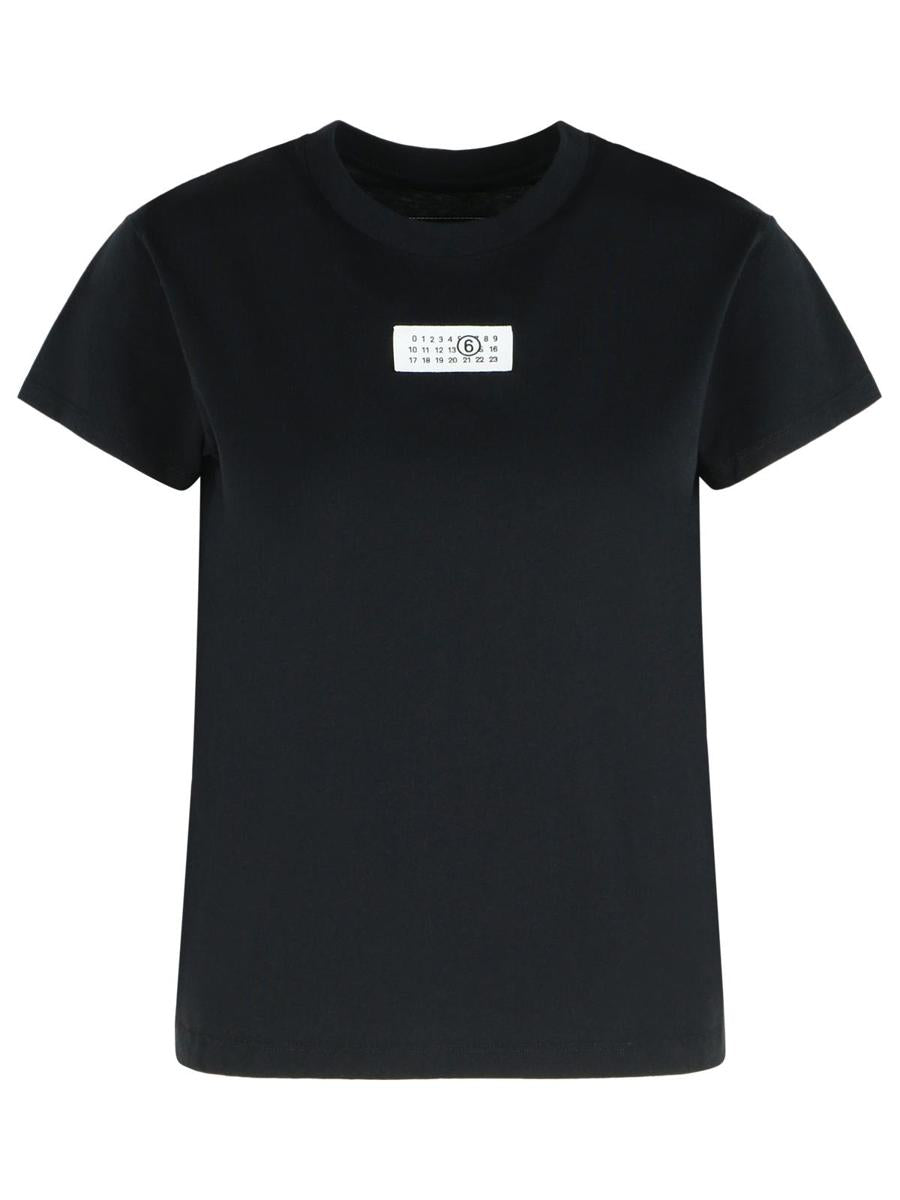 MM6 Maison Margiela Schwarzes Baumwoll-T-Shirt