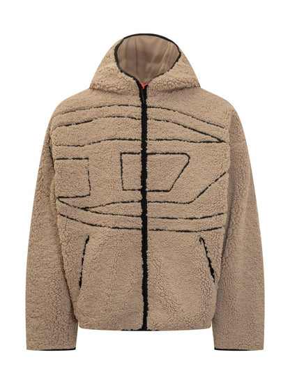 Diesel Diesel Herren Teddy Zip Logo Jacke Beige