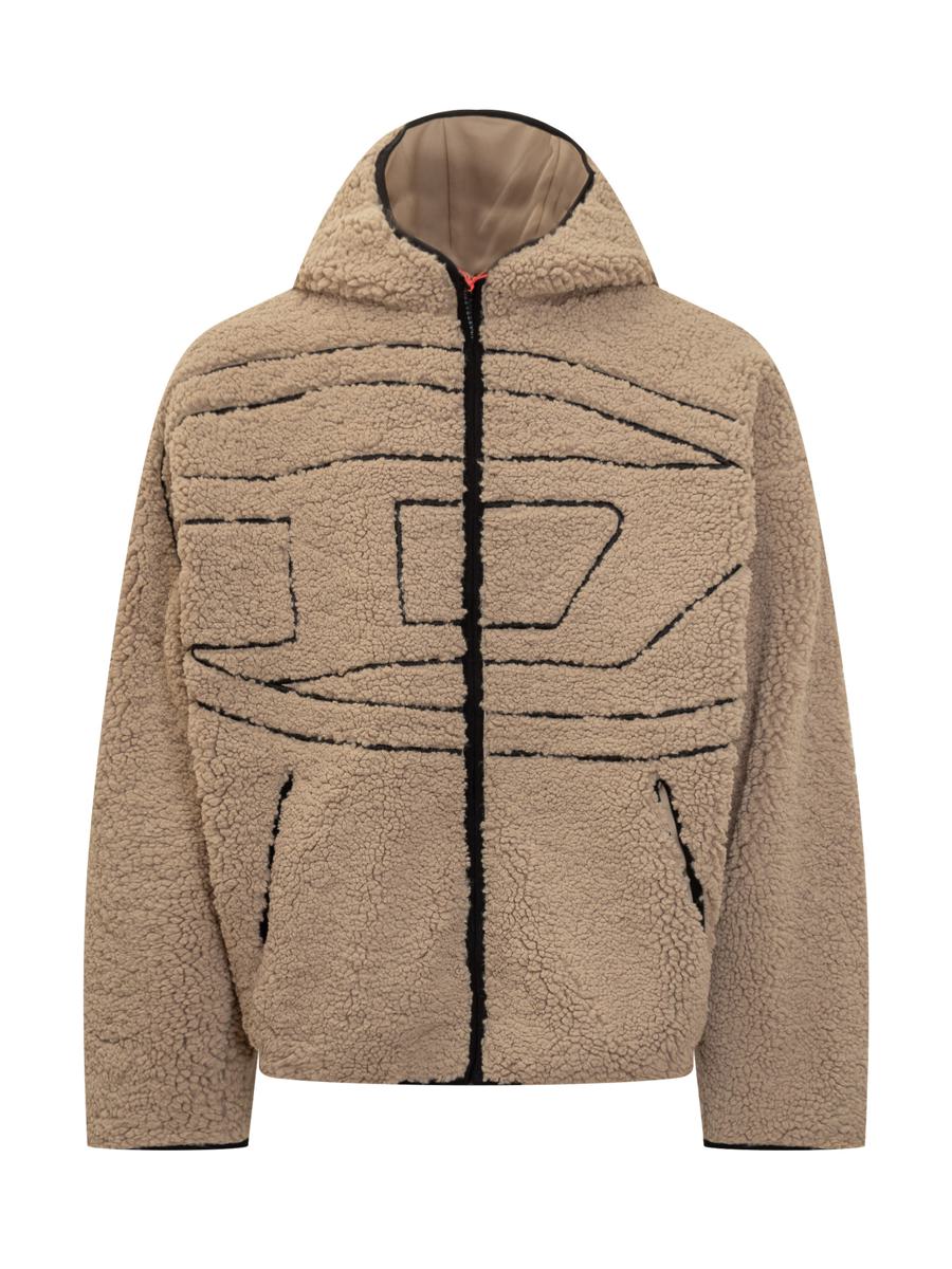 Diesel Diesel Herren Teddy Zip Logo Jacke Beige