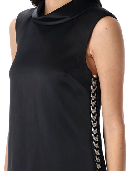 Self-Portrait – Minikleid aus Satin mit Kettendetail