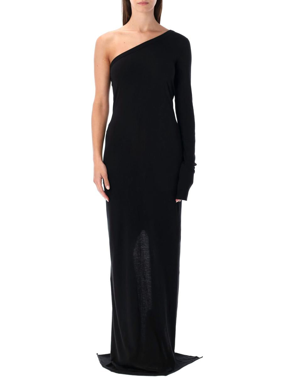 Rick Owens Drkshdw Ziggy One-Shoulder-Kleid aus schwarzem Baumwolljersey