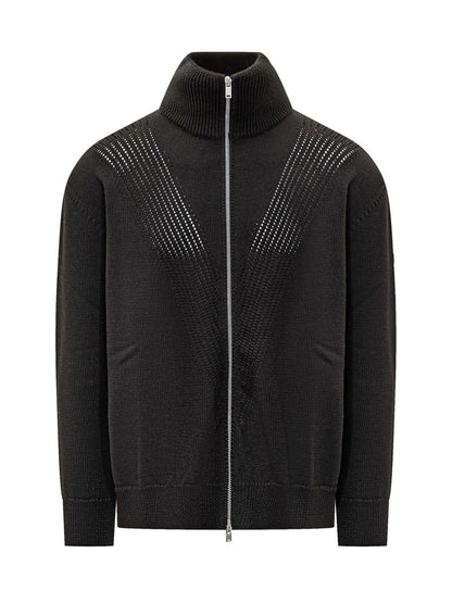 Jil Sander – Schwarze Strickjacke aus technischem Strick Jil Sander