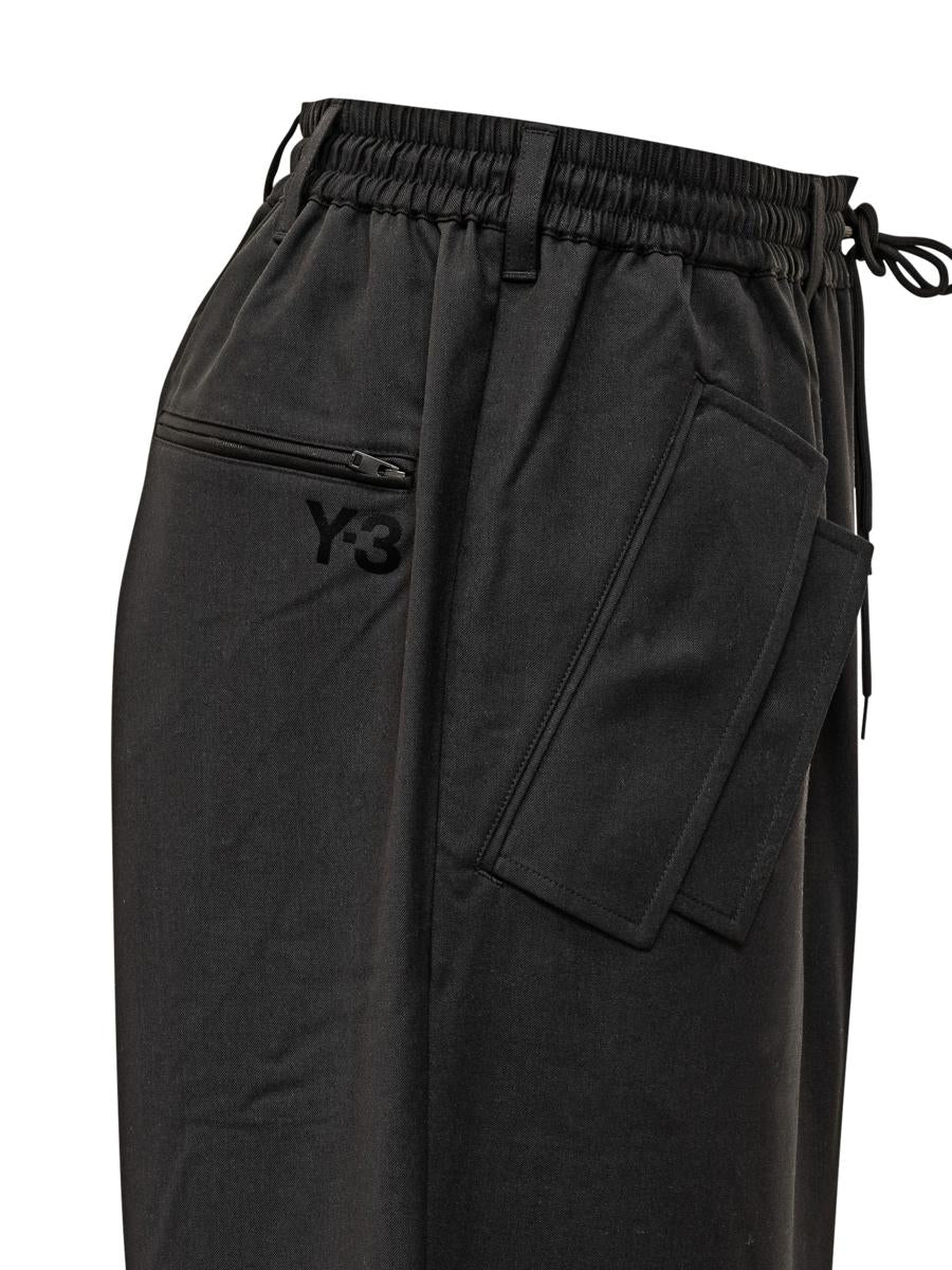 Y-3 Adidas Schwarze Baggy-Hose mit Seitenbändern Y-3