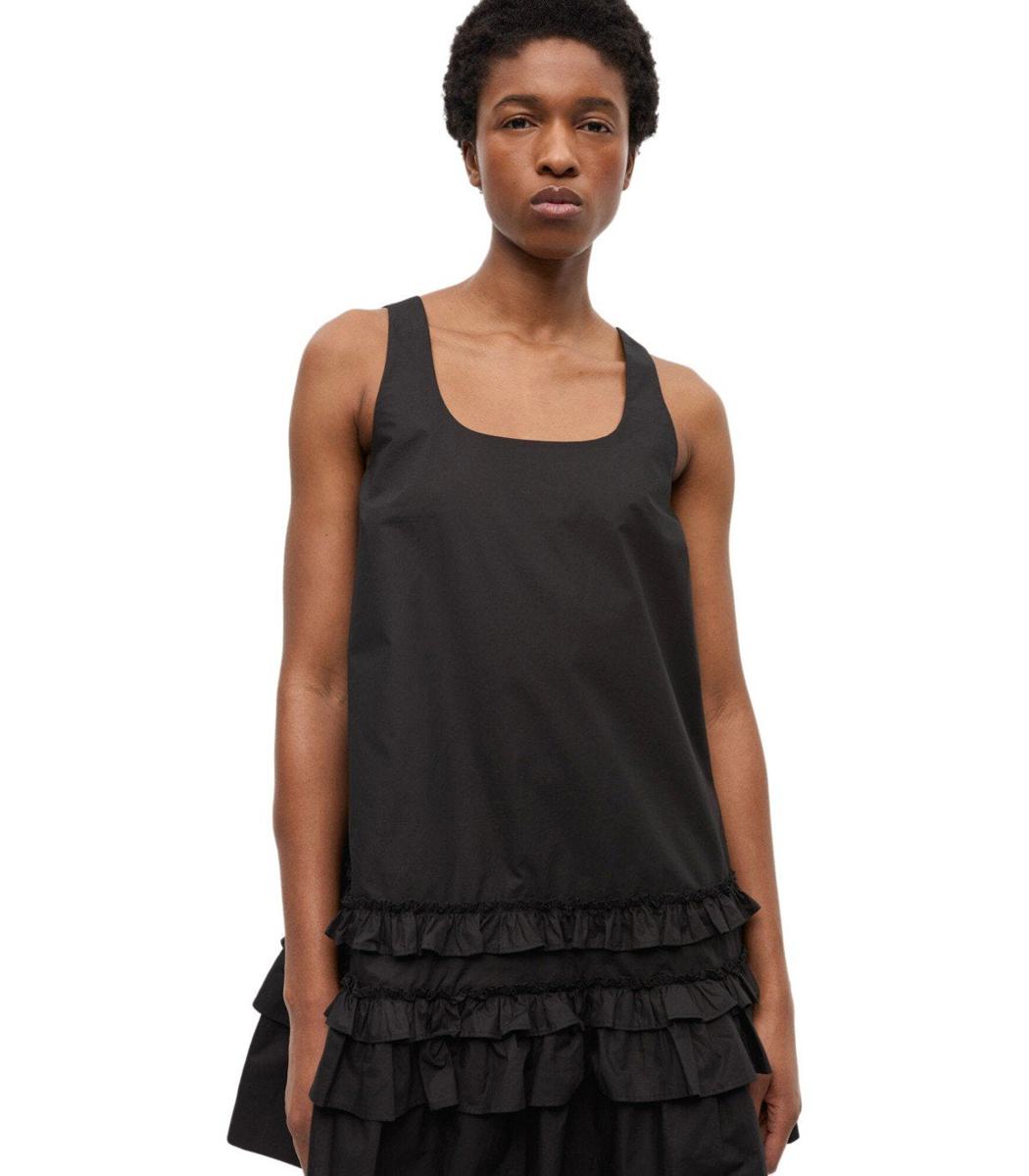 Ganni – Schwarzes Rüschenkleid