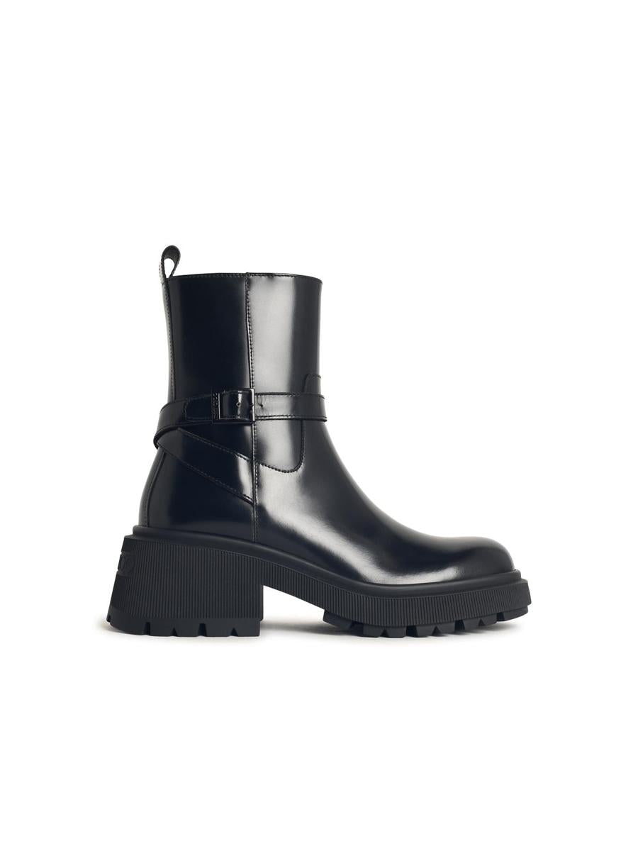 Jimmy Choo – Conny Flat – Schwarze Lederstiefeletten