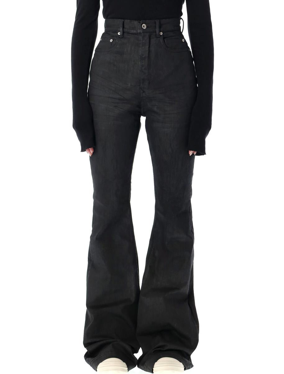 Rick Owens – Drkshdw – Bolan – Bootcut-Jeans in Schwarz mit gewachstem Saum