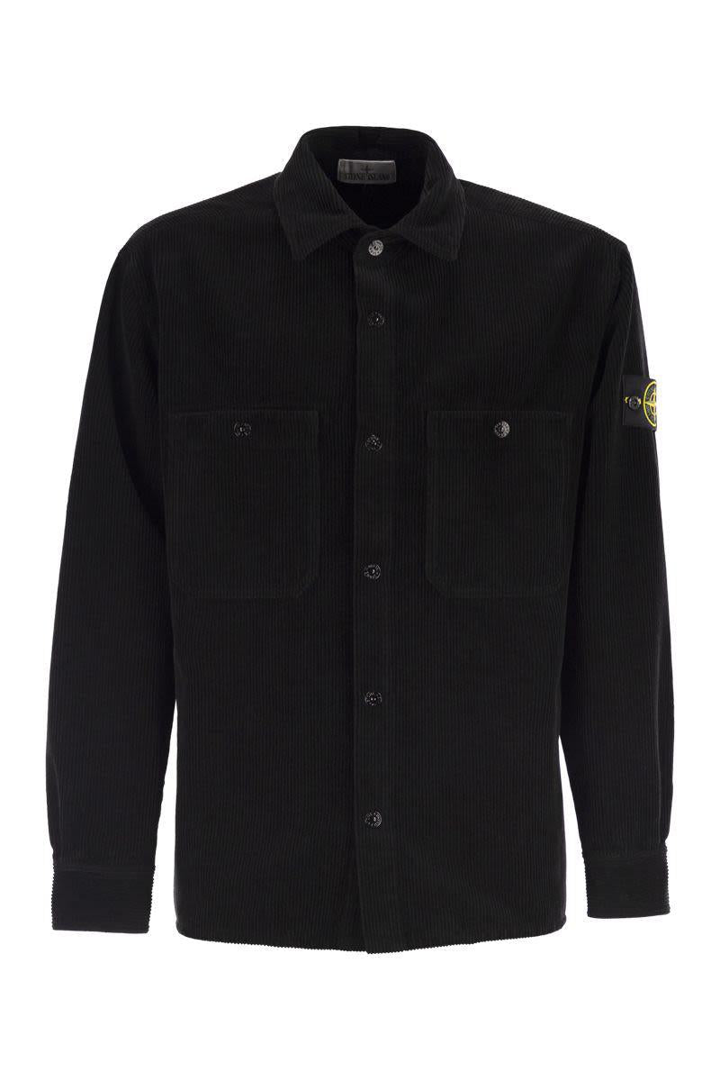 Stone Island – Bequemes Overshirt mit Taschen und Druckknöpfen