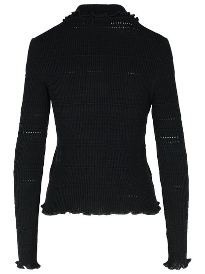 Lanvin – Gerippter Cardigan aus schwarzer Baumwolle
