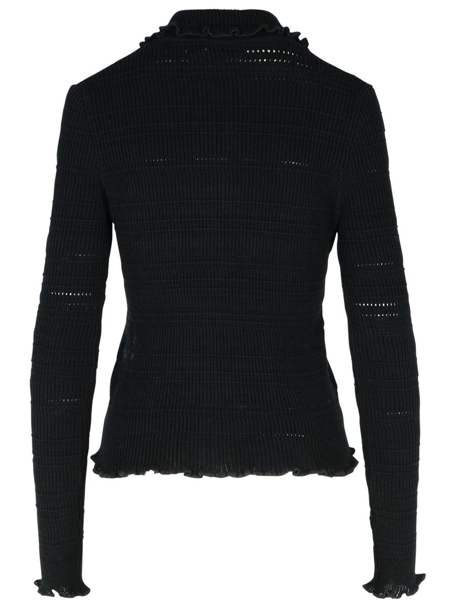 Lanvin – Gerippter Cardigan aus schwarzer Baumwolle