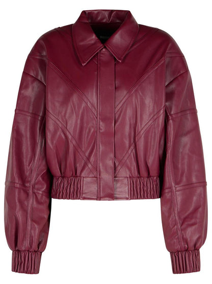 Rotate Birger Christensen Burgunderrote Polyester-Bomberjacke