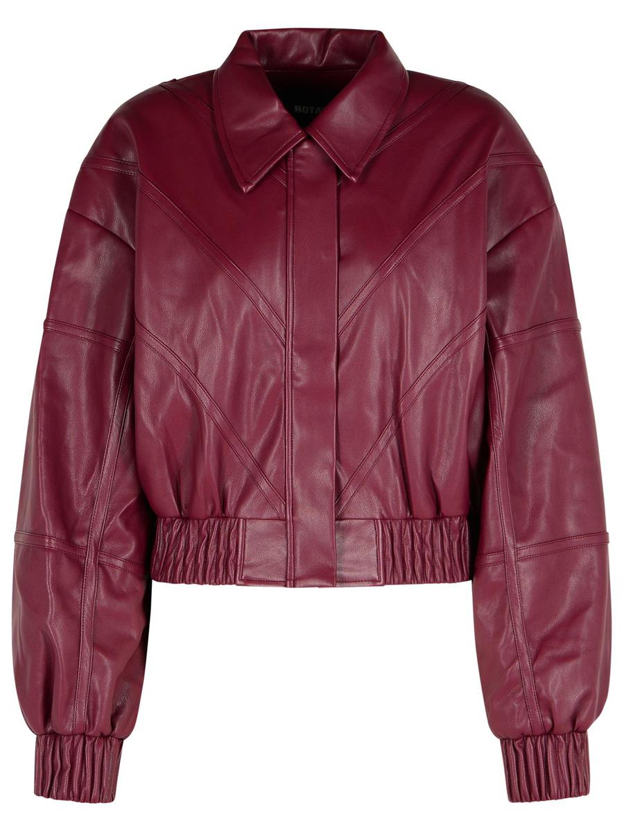 Rotate Birger Christensen Burgunderrote Polyester-Bomberjacke