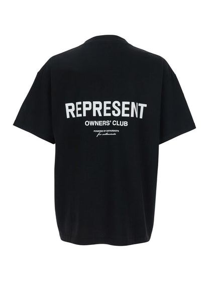 Schwarzes T-Shirt mit Logo auf der Vorderseite und Maxi-Logo auf der Rückseite aus Baumwolle