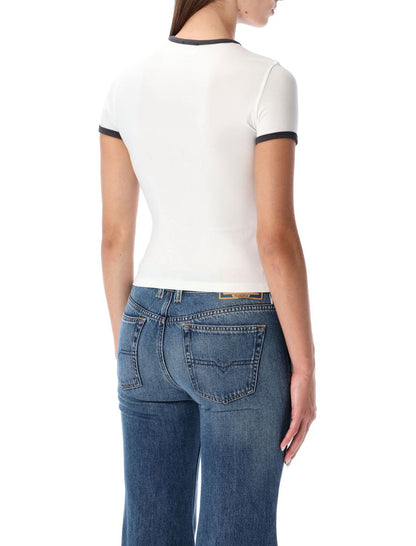 Diesel – T-Uncuties-Long-R13 – Weißes, schmal geschnittenes Baumwoll-T-Shirt