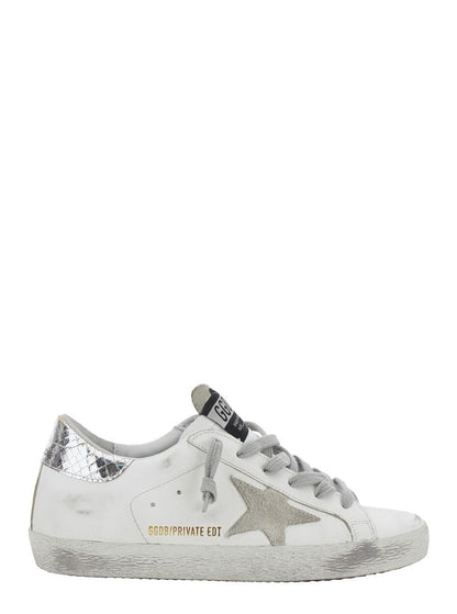 Weiße Low-Top-Sneaker „Superstar“ mit seitlichem Stern-Patch und laminiertem Absatz aus Leder für Damen